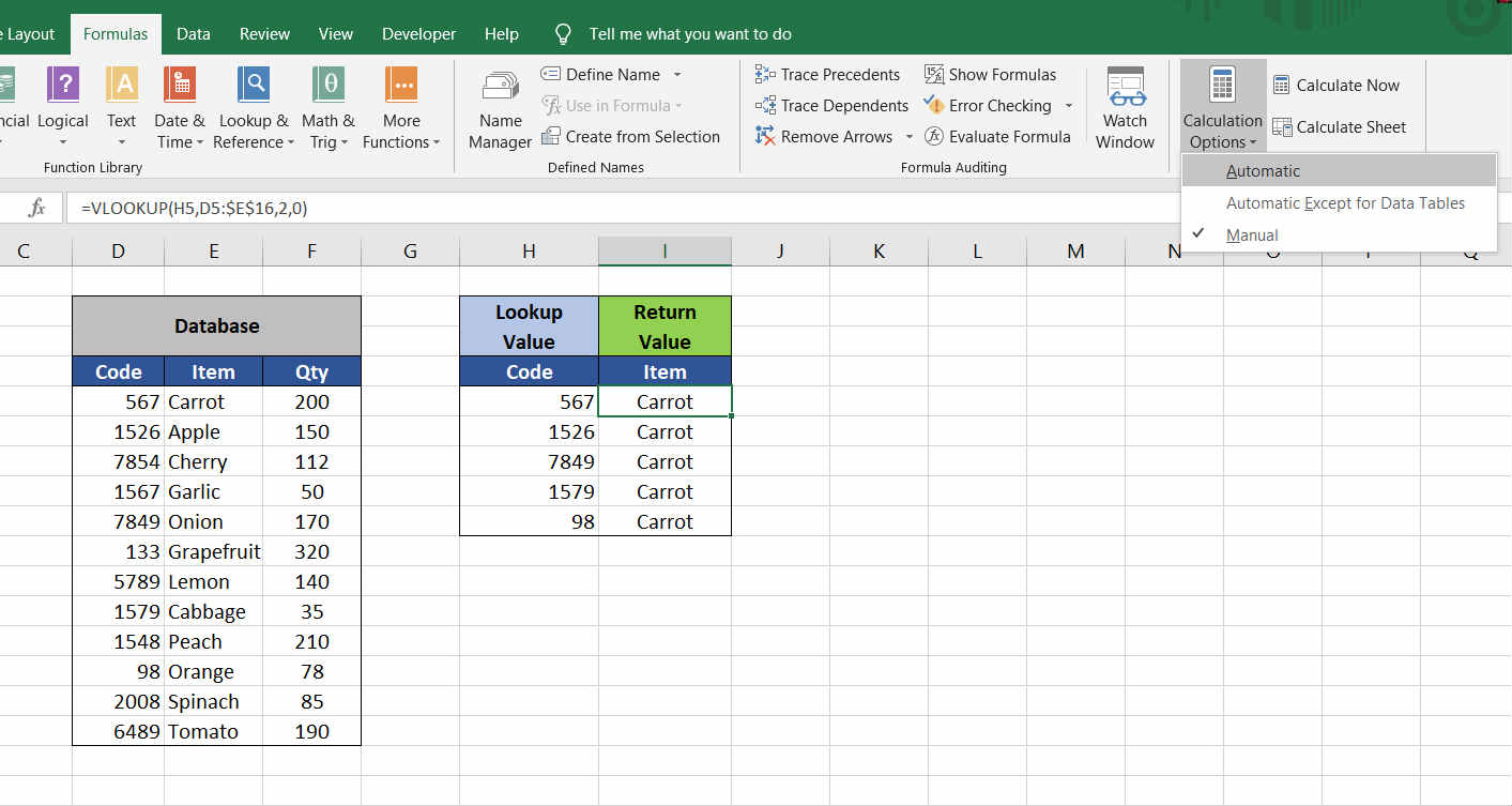 Calculation Options